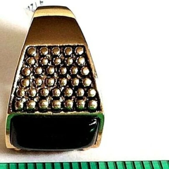 Gold Black Onyx Stone Ring Size 10 11 12 13 Mens Womens Unisex Statement - Picture 8 of 9